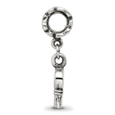 Sterling Silver 925 Dangle Bead with Antiqued Hearts Charm Elegant Design